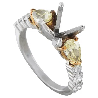 Pre-owned Lb Exclusive Platinum And 18k Yellow Gold 1.10ct Diamond Mounting Ring Mf23-070826