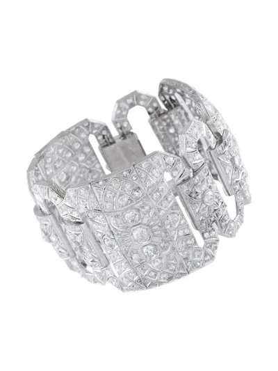 Pre-owned Lb Exclusive Platinum And Diamond Bracelet In Silver