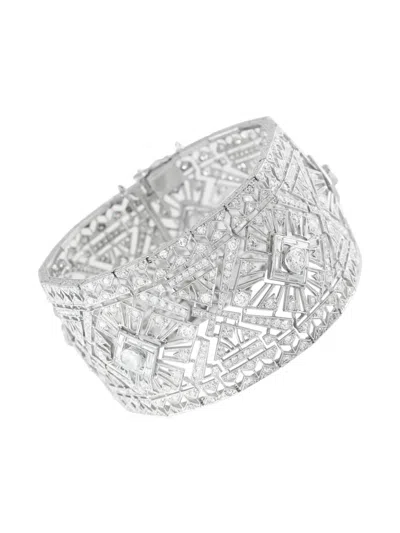 Pre-owned Lb Exclusive Platinum And Diamond Geometric Bracelet In Silver