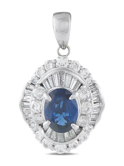 Pre-owned Lb Exclusive Platinum Ballerina Diamond And Sapphire Pendant In Silver
