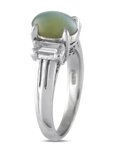 Pre-owned Lb Exclusive Platinum Cats Eye Diamond Ring In Silver