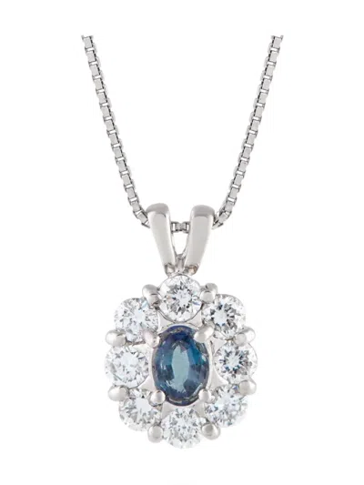 Pre-owned Lb Exclusive Platinum Diamond Alexandrite Necklace In Silver