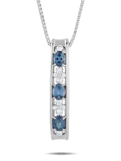 Pre-owned Lb Exclusive Platinum Diamond Alexandrite Necklace In Silver