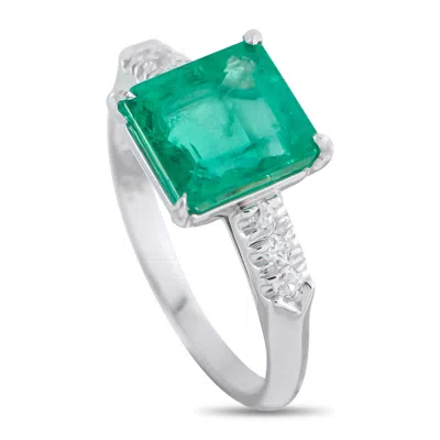 Lb Exclusive Platinum Diamond And 2.39ct Emerald Ring Mf13-051326 In Green