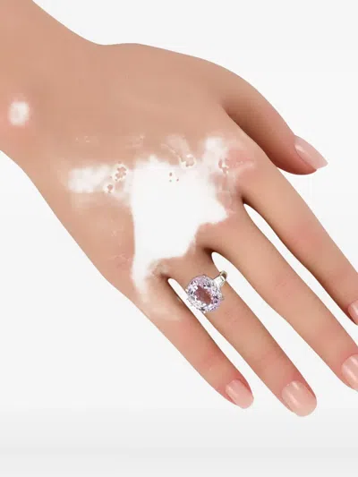 Pre-owned Lb Exclusive Platinum Diamond And Pink Kunzite Ring