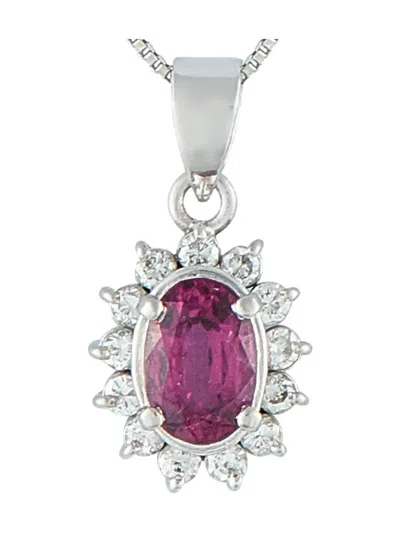 Pre-owned Lb Exclusive Platinum Diamond And Ruby Necklace In Silver