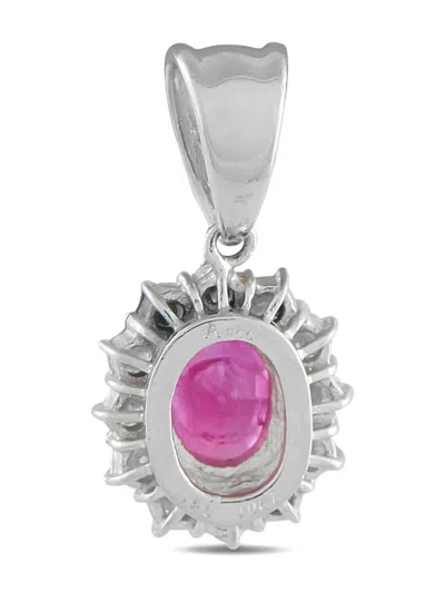 Pre-owned Lb Exclusive Platinum Diamond And Ruby Pendant In Silver