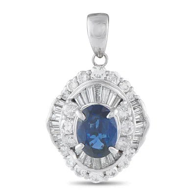 Lb Exclusive Platinum Diamond And Sapphire Ballerina Pendant Mf02-110125 In Metallic