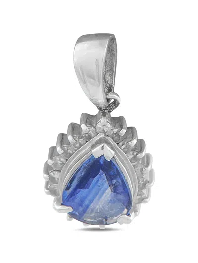 Pre-owned Lb Exclusive Platinum Diamond And Sapphire Embellished Pendant In Silver
