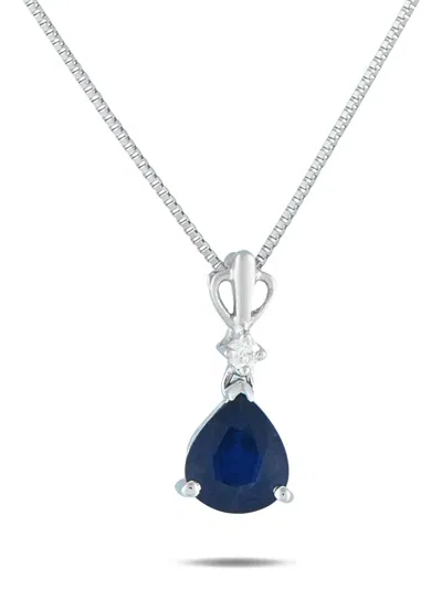Pre-owned Lb Exclusive Platinum Diamond And Sapphire Necklace In Silver