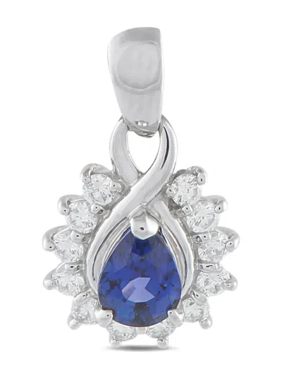 Pre-owned Lb Exclusive Platinum Diamond And Sapphire Pendant In Silver