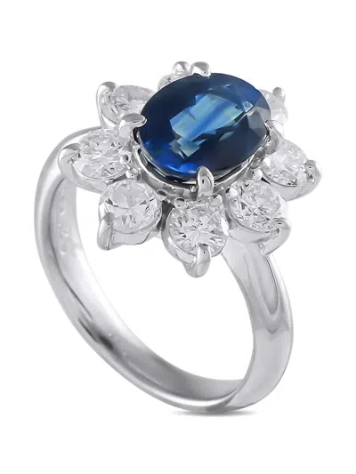 Pre-owned Lb Exclusive Platinum Diamond And Sapphire Ring In 银色