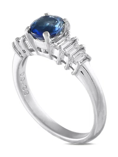 Pre-owned Lb Exclusive Platinum Diamond And Sapphire Ring In 银色