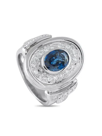Pre-owned Lb Exclusive Platinum Diamond And Sapphire Ring In Silver