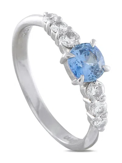 Pre-owned Lb Exclusive Platinum Diamond And Sapphire Ring In Silver