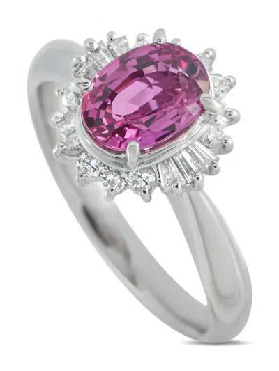 Pre-owned Lb Exclusive Platinum Diamond And Sapphire Ring In Silver