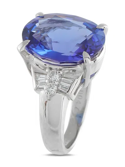 Pre-owned Lb Exclusive Platinum Diamond And Tanzanite Ring In Silver