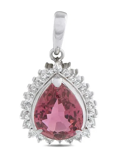Pre-owned Lb Exclusive Platinum Diamond And Tourmaline Pendant In Silver