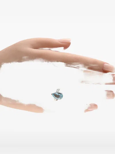 Pre-owned Lb Exclusive Platinum Diamond Aquamarine Engagement Ring In Silver