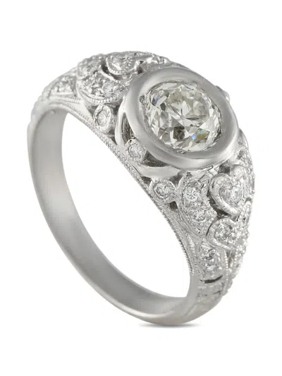 Pre-owned Lb Exclusive Platinum Diamond Art Deco Ring In Silver