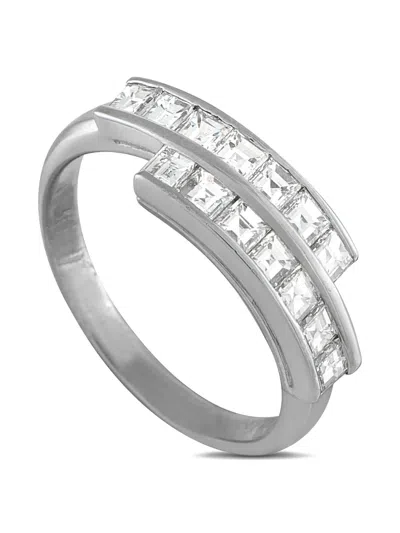 Pre-owned Lb Exclusive Platinum Diamond Bypass Ring In Silver