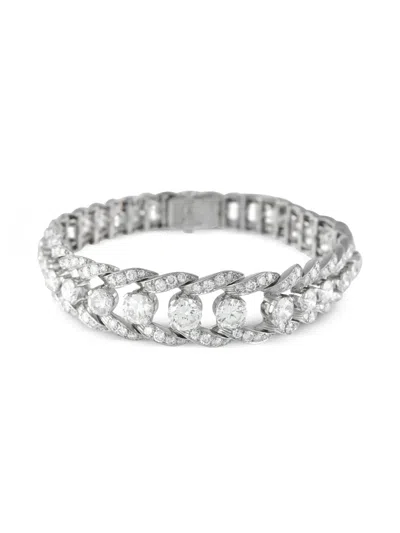 Pre-owned Lb Exclusive Platinum Diamond Chain Bracelet In White