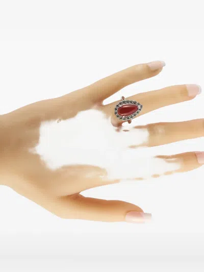 Pre-owned Lb Exclusive Platinum Diamond Coral Ring In Silver