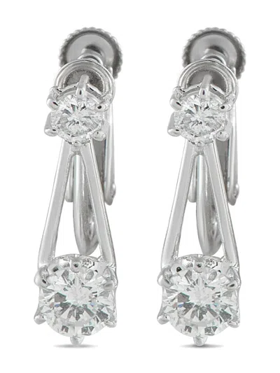 Pre-owned Lb Exclusive Platinum Diamond Earrings In Silver