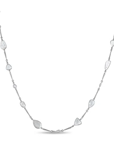 Pre-owned Lb Exclusive Platinum Diamond Embellished Necklace In Silver
