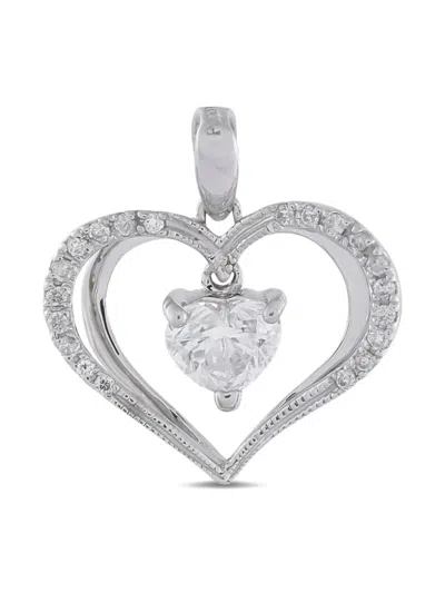 Pre-owned Lb Exclusive Platinum Diamond Heart Pendant In Silver