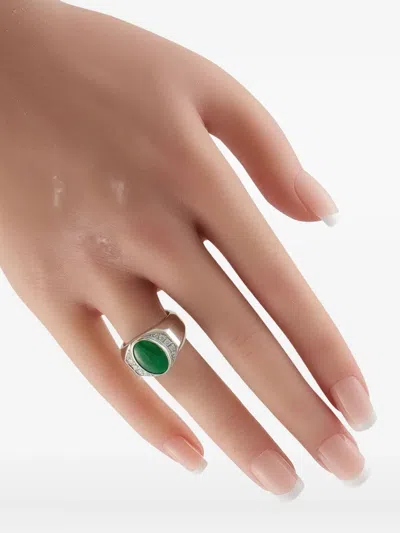 Pre-owned Lb Exclusive Platinum Diamond Jade Ring In Silver