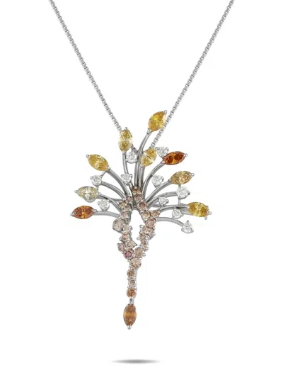 Pre-owned Lb Exclusive Platinum Diamond Necklace In Silver