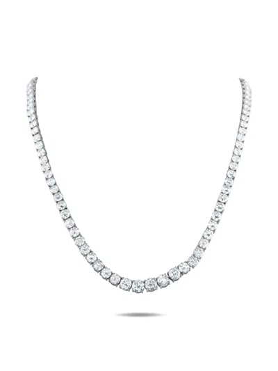 Pre-owned Lb Exclusive Platinum Diamond Necklace In Silver