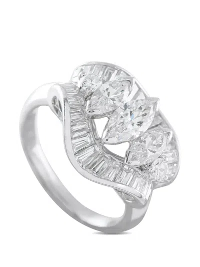 Pre-owned Lb Exclusive Platinum Diamond Ring In Silver