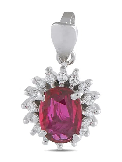 Pre-owned Lb Exclusive Platinum Diamond Ruby Pendant In Silver