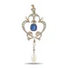 Lb Exclusive Platinum Diamond, Sapphire, And Pearl Antique Pendant #5323 In Silver