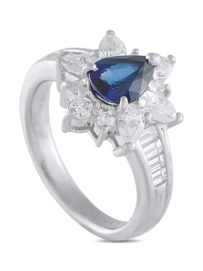 Pre-owned Lb Exclusive Platinum Diamond Sapphire Ring In Silver