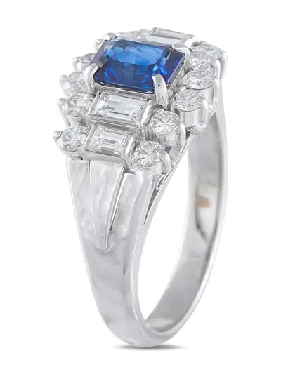 Pre-owned Lb Exclusive Platinum Diamond Sapphire Ring In Silver