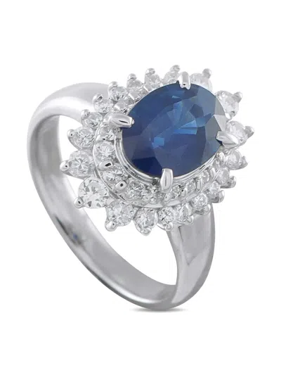 Pre-owned Lb Exclusive Platinum Diamond Sapphire Ring In Silver