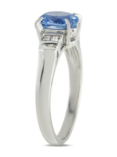 Pre-owned Lb Exclusive Platinum Diamond Sapphire Ring In Silver