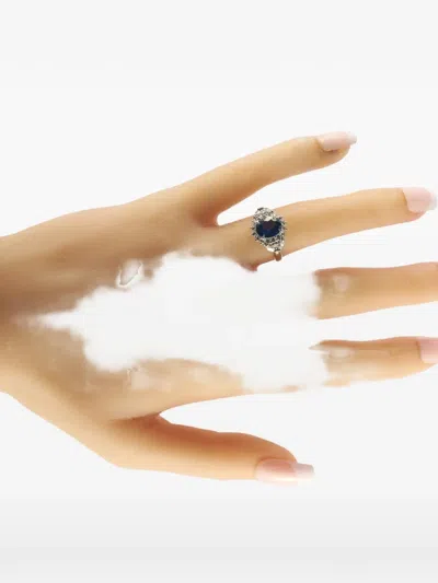 Pre-owned Lb Exclusive Platinum Diamond Sapphire Ring In Silver