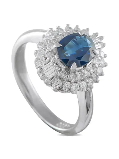Pre-owned Lb Exclusive Platinum Diamond Sapphire Ring In Silver