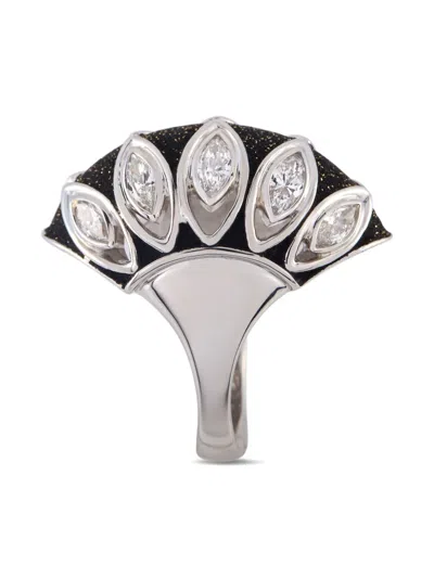 Pre-owned Lb Exclusive Platinum Diamond Signet Ring In Silver
