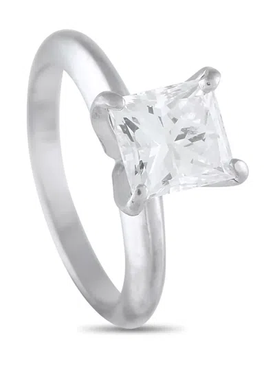 Pre-owned Lb Exclusive Platinum Diamond Solitaire Ring In Silver