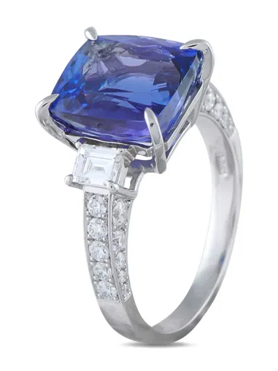 Pre-owned Lb Exclusive Platinum Diamond Tanzanite Ring In Silver