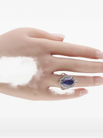 Pre-owned Lb Exclusive Platinum Diamond Tanzanite Ring In Silver