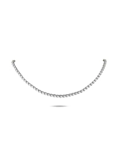 Pre-owned Lb Exclusive Platinum Diamond Tennis Necklace In Silver