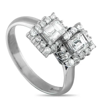 Pre-owned Lb Exclusive Platinum Diamond Toi Et Moi Ring In Silver