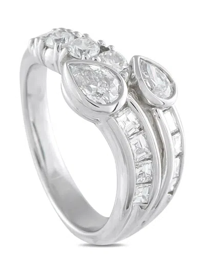 Pre-owned Lb Exclusive Platinum Embellished Diamond Ring In Silver