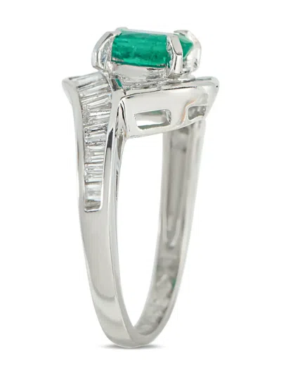 Pre-owned Lb Exclusive Platinum Emerald Diamond Ring In Silver